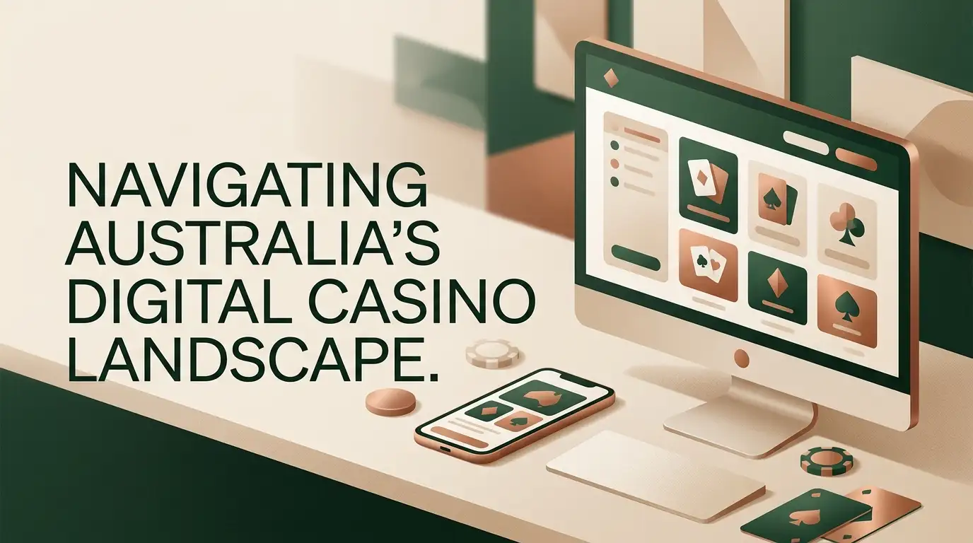 Editorial illustration representing an Australia-focused review of an online casino