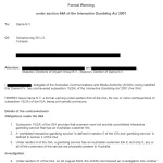 ACMA formal warning concerning RollXO
