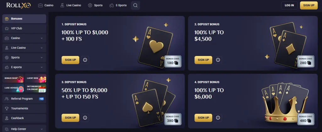 Current RollXO Australia welcome bonus terms