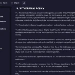 RollXO official withdrawal and verification terms for an Australian-facing account